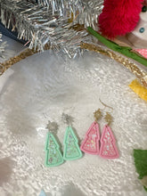 Load image into Gallery viewer, Glitter Christmas Tree Earrings

