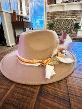 Load image into Gallery viewer, Tan Feathered hat

