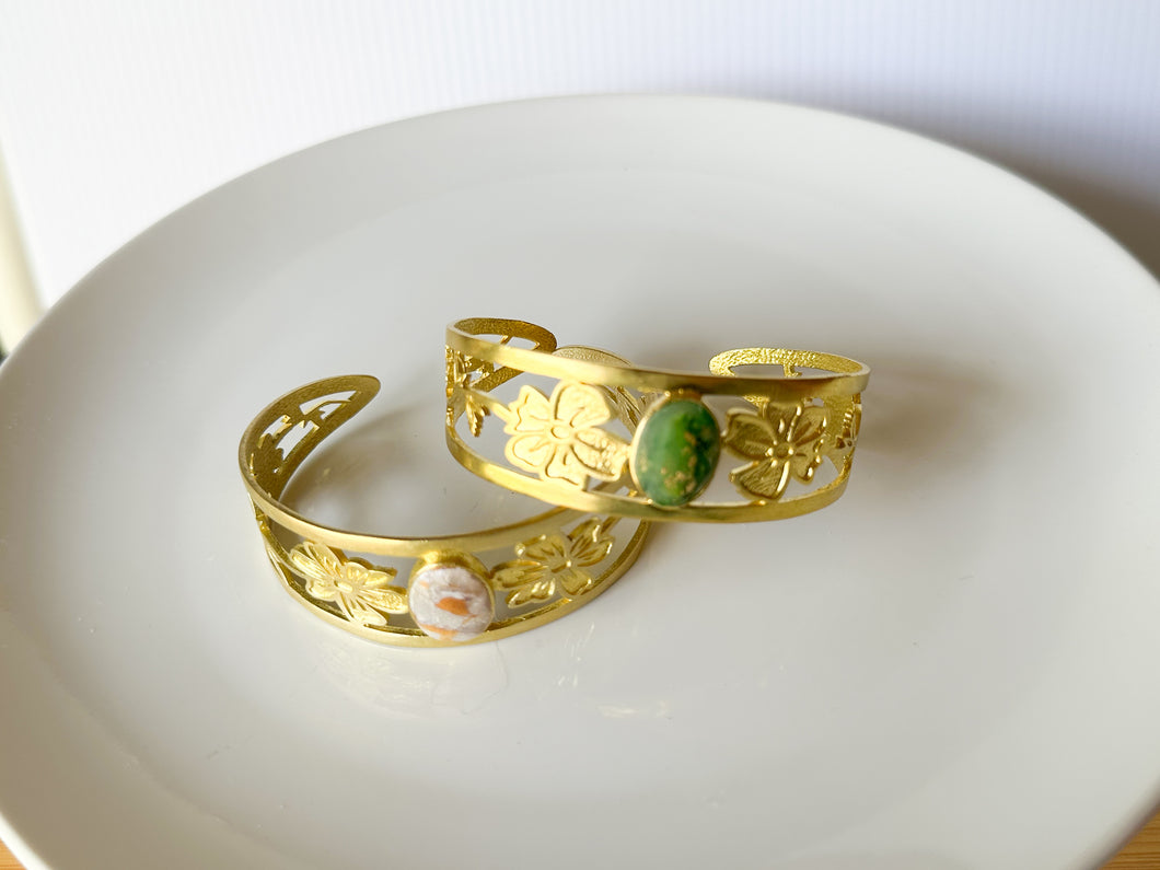 Large Gold Antique Cuff Bracelets
