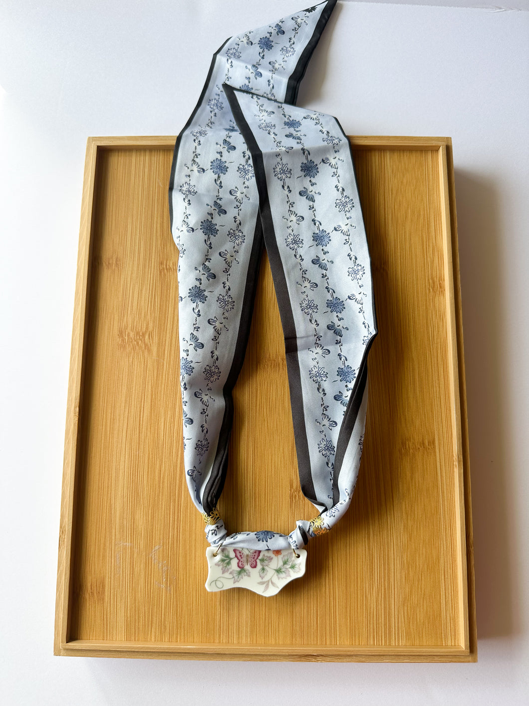 Butterfly Floral Piece on Scarf Necklace