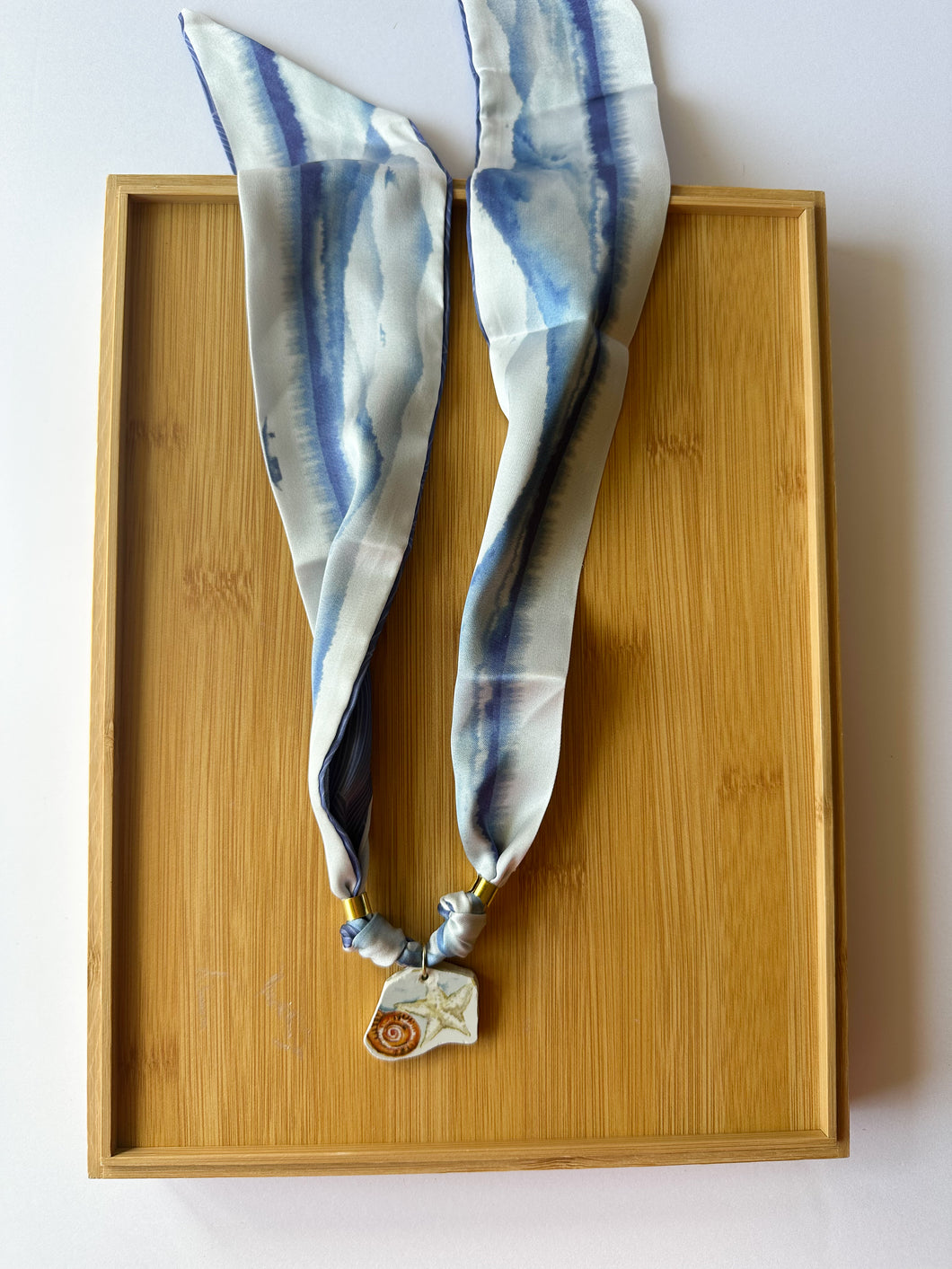 Starfish shell Piece on Scarf Necklace