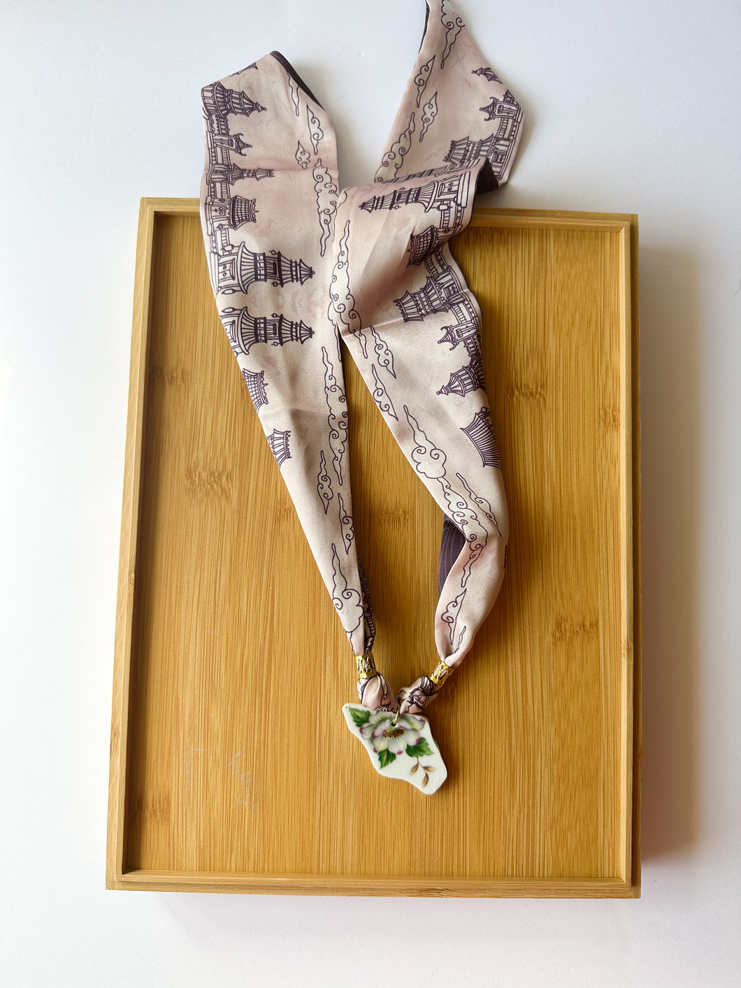Magnolia Piece on Scarf Necklace