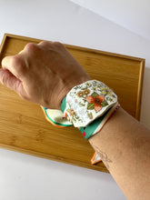 Load image into Gallery viewer, Floral Cuff Piece on Green Scarf Bracelet
