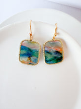 Load image into Gallery viewer, Gold Rimmed MONET Small Rectangle Dangle
