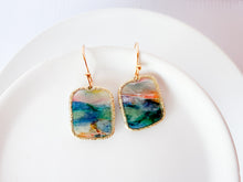 Load image into Gallery viewer, Gold Rimmed MONET Small Rectangle Dangle
